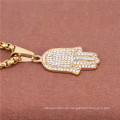 Statement Hip Hop Schmuck Gold Palm Crystal Benutzerdefinierte Iced Out Anhänger Halskette